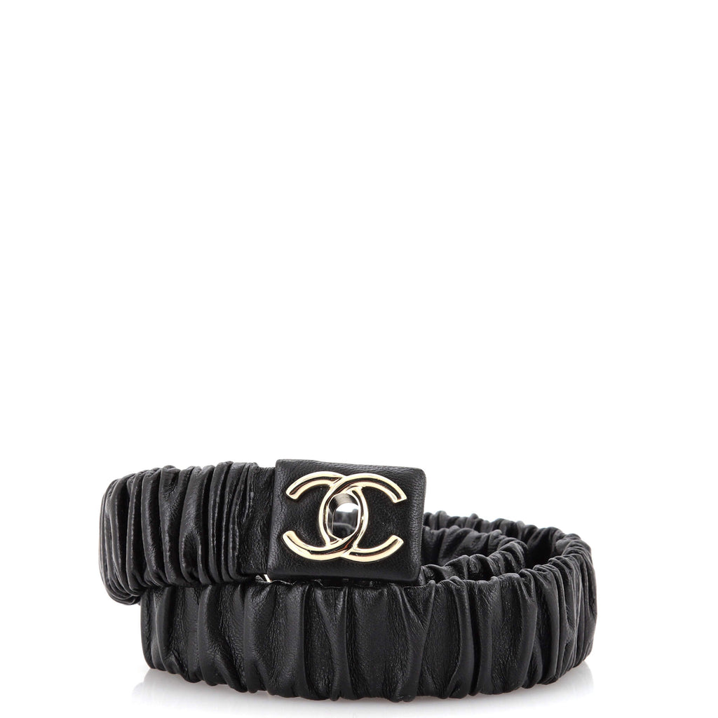CHANEL, Accessories, Chanel Calfskin Leather Bi Color Turnlock Cc Belt