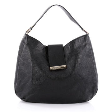 Gucci New Ladies Web Hobo Guccissima Leather Medium Black 2247801