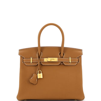 Hermes Birkin Handbag Brown Togo with Gold Hardware 30