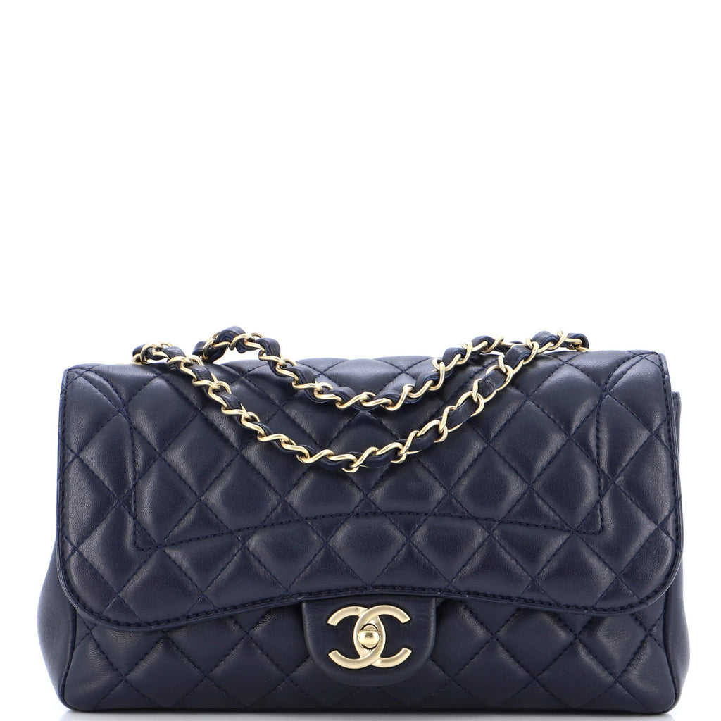 Chanel Mademoiselle Chic Flap Bag Quilted Lambskin Medium Blue 224797141