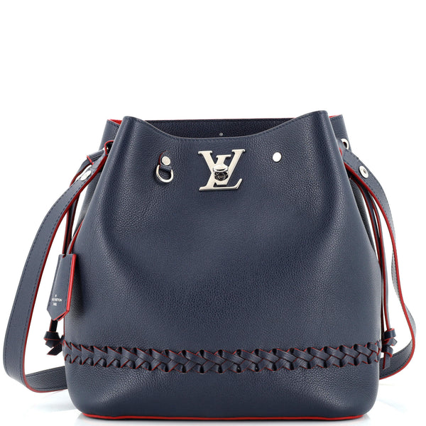 Louis Vuitton Blue Leather Lockme Braided Tote Bag