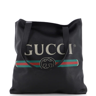 Gucci Logo Tote Printed Leather Large