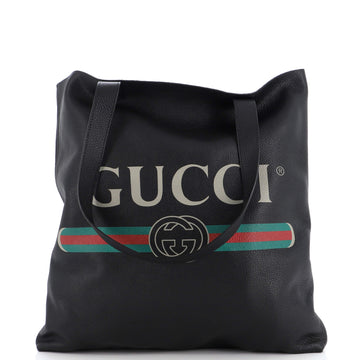 Gucci Logo Tote Printed Leather Large