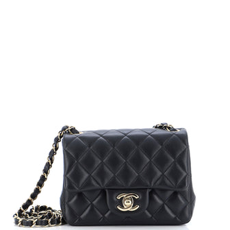 Chanel Square Classic Single Flap Bag Quilted Lambskin Mini