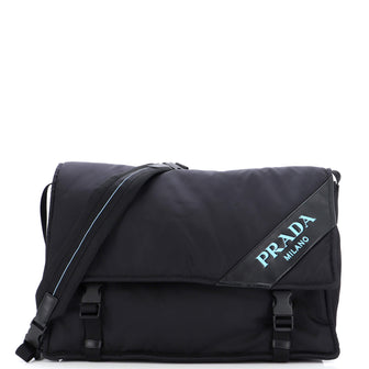 Prada Logo Stripe Messenger Bag Tessuto Large