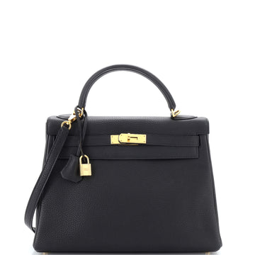 Hermes Kelly Handbag Black Togo with Gold Hardware 32