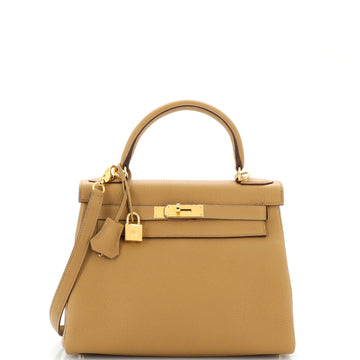 Hermes Kelly Handbag Brown Togo with Gold Hardware 28