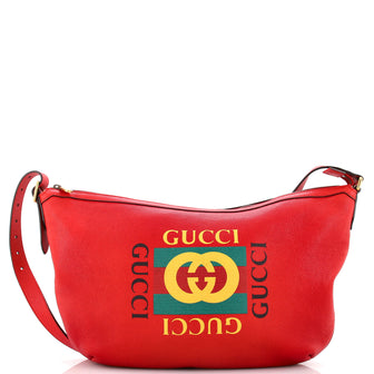 Gucci Logo Half-Moon Hobo Printed Leather