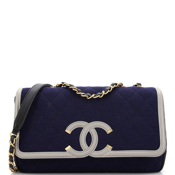 Chanel Filigree Flap Bag Quilted Jersey Medium