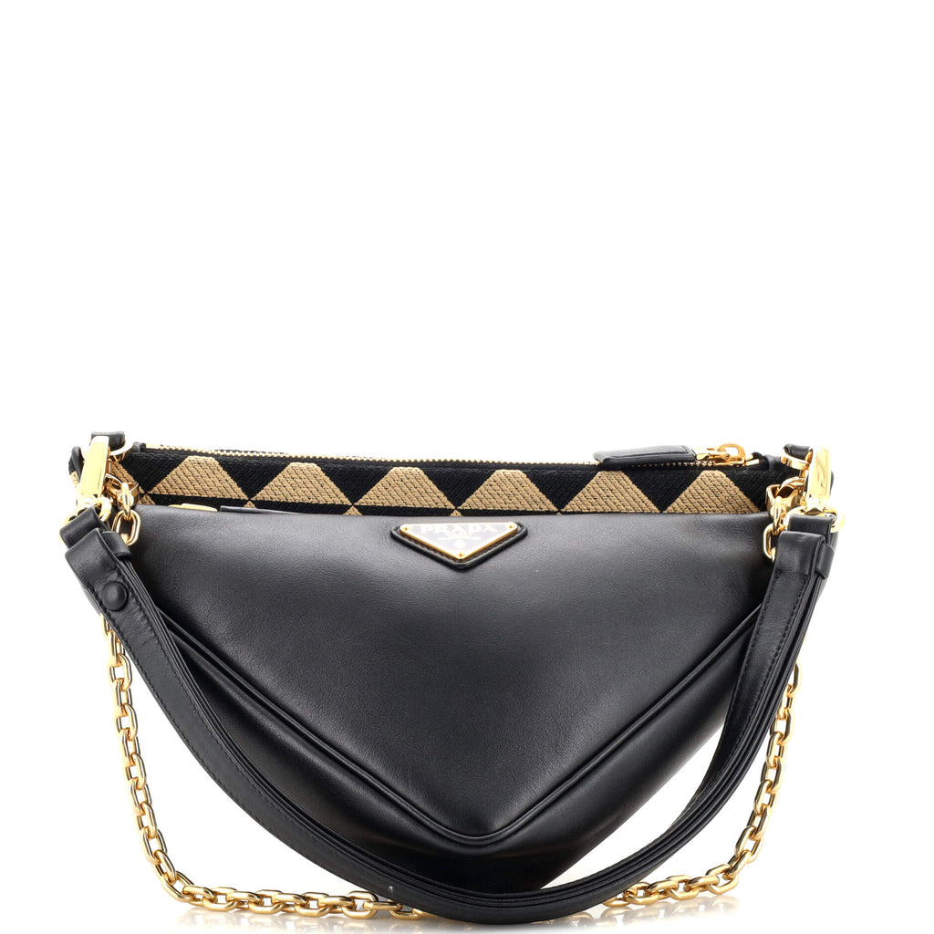 Prada Triangolo Jacquard Symbole Shoulder Bag - Black Shoulder Bags,  Handbags - PRA877059