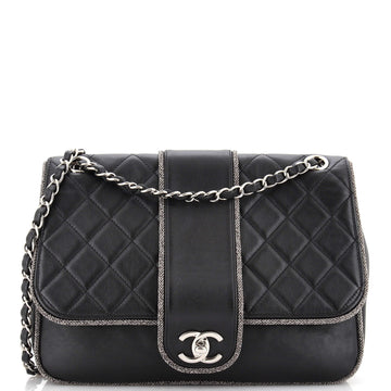 Chanel Elementary Chic Flap Bag Quilted Lambskin with Tweed Detail Medium