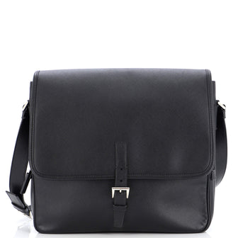 Prada Buckle Flap Messenger Bag Saffiano Leather Medium