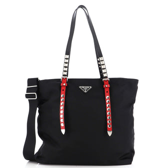 Prada New Vela Convertible Tote Tessuto with Studded Leather Medium