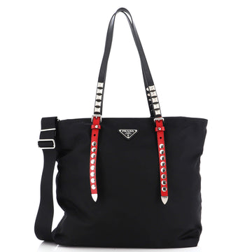 Prada New Vela Convertible Tote Tessuto with Studded Leather Medium