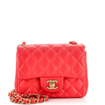 Chanel Square Classic Single Flap Bag Quilted Lambskin Mini
