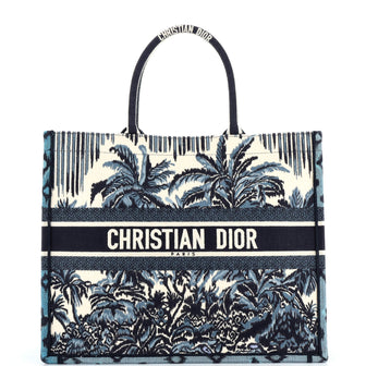 Christian Dior Book Tote Embroidered Canvas Large