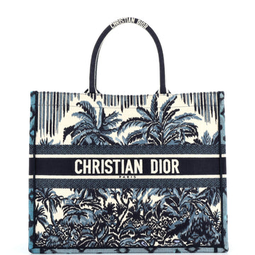 Christian Dior Book Tote Embroidered Canvas Large