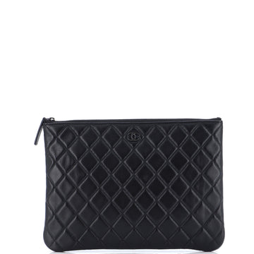 Chanel So Black O Case Clutch Quilted Lambskin Medium