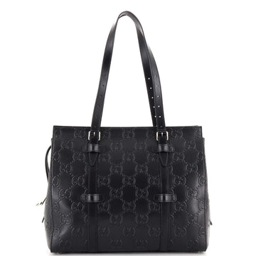 Gucci Tote Bag GG Embossed Perforated Leather