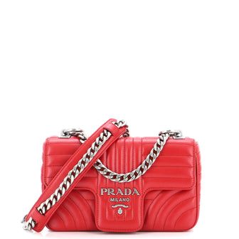 Prada Chain Flap Shoulder Bag Diagramme Quilted Leather Small