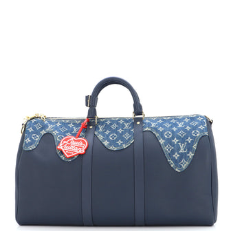 Louis Vuitton Nigo Keepall Bandouliere Bag Monogram Denim and Taurillon Leather 50