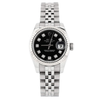 Rolex Oyster Perpetual Datejust Automatic Watch Stainless Steel and White Gold with Diamond Markers 26