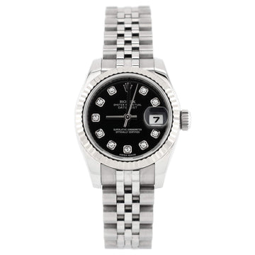 Rolex Oyster Perpetual Datejust Automatic Watch Stainless Steel and White Gold with Diamond Markers 26