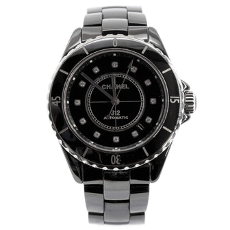 Chanel J12 Automatic Watch Ceramic and Stainless Steel with Diamond Markers 38