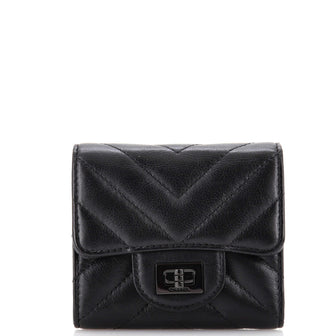 Chanel So Black Reissue Compact Wallet Chevron Aged Calfskin