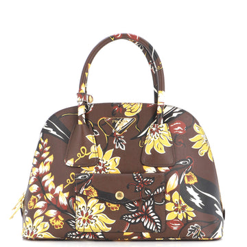 Prada Front Pocket Dome Tote Printed Saffiano Medium