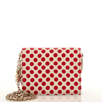 Christian Dior DiorAmour Lady Dior Nano Card Holder Chain Pouch Printed Leather