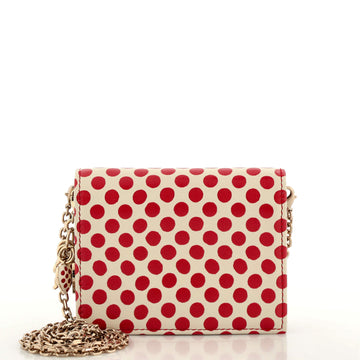 Christian Dior DiorAmour Lady Dior Nano Card Holder Chain Pouch Printed Leather
