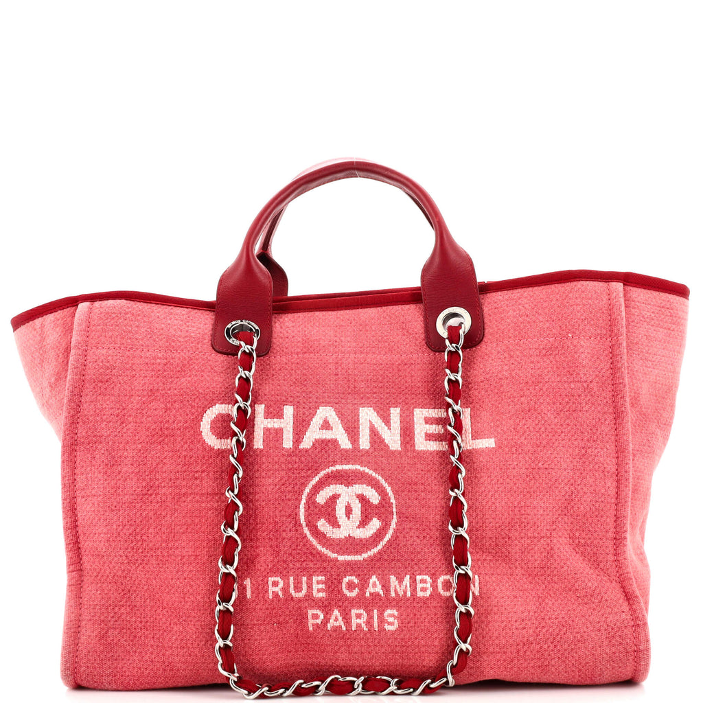 Chanel Deauville Tote Canvas Medium Red 22482011