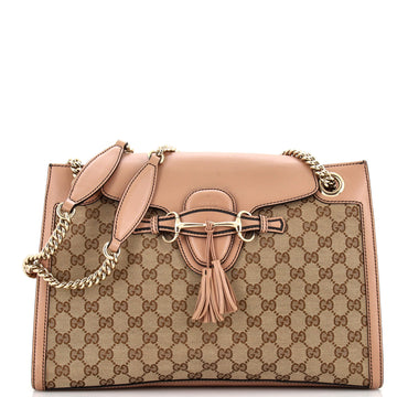 Gucci Emily Chain Flap Shoulder Bag GG Canvas Large