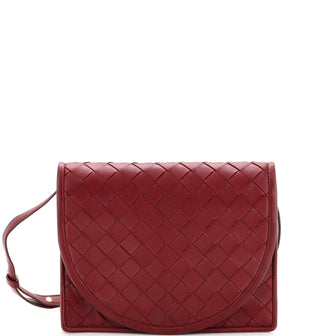 Bottega Veneta Round Flap Crossbody Bag Intrecciato Nappa Small