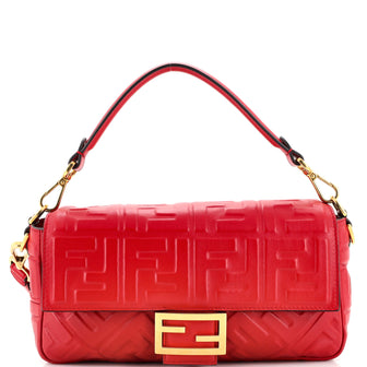 Fendi Baguette NM Bag Zucca Embossed Leather Medium
