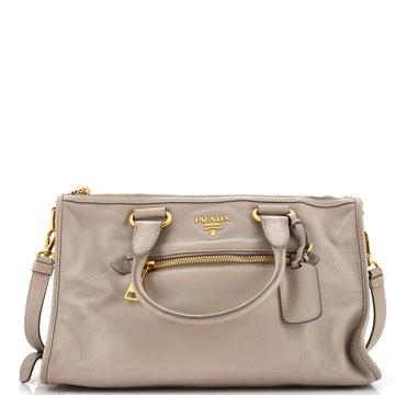 Prada Front Zip Convertible Satchel Vitello Phenix Medium