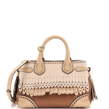 Burberry Brogue Banner Tote Fringed Leather Small