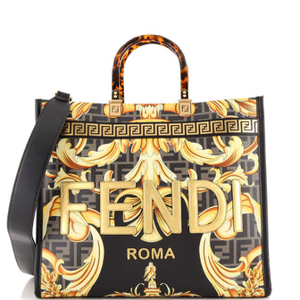 Fendi x Versace Sunshine Shopper Tote Printed Laminated Leather Medium