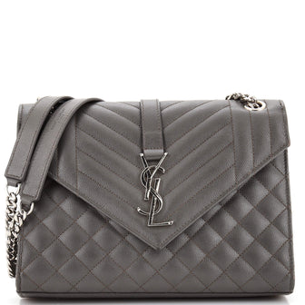 Saint Laurent Classic Monogram Envelope Satchel Mixed Matelasse Leather Medium