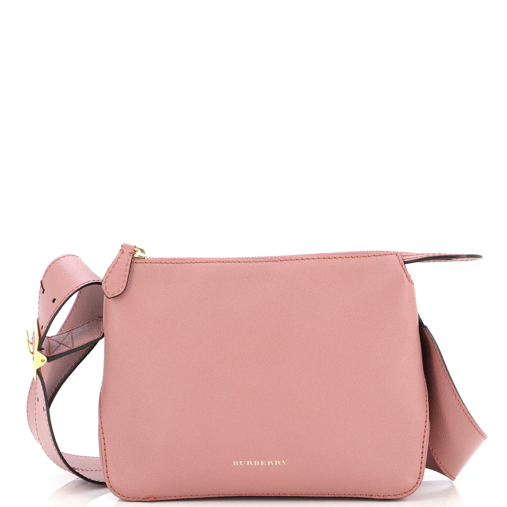 Burberry Helmsley Crossbody Bag Leather with House Check Canvas Small Pink  2248374