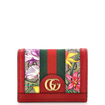 Gucci Ophidia Flap Card Case Flora GG Coated Canvas