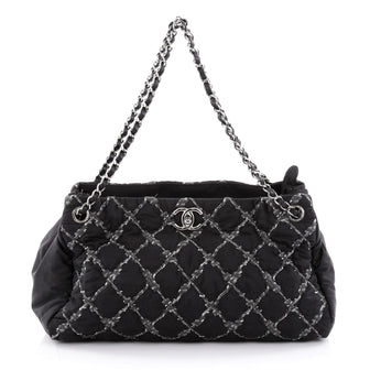 Chanel Tweed on Stitch Tote Quilted Nylon Large Black 2248601