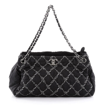 Chanel Tweed on Stitch Tote Quilted Nylon Large Black 2248601