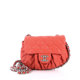Chanel Chain Around Flap Bag Quilted Leather Small Red
