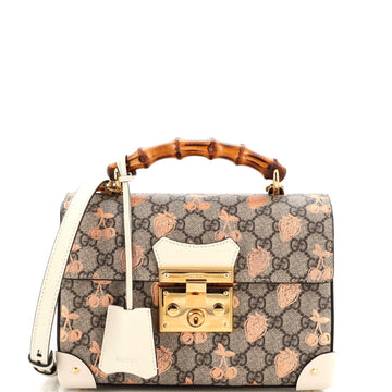 Gucci Padlock Bamboo Shoulder Bag Printed GG Coated Canvas Small