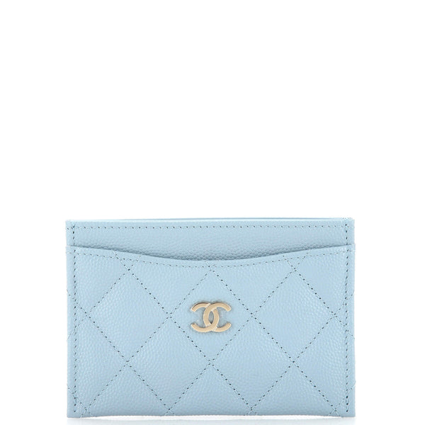CHANEL Caviar Quilted Card Holder Blue 1284471