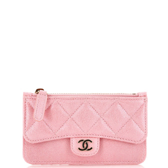 Chanel Flap Zip Card Holder Quilted Caviar