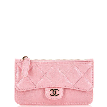 Chanel Flap Zip Card Holder Quilted Caviar