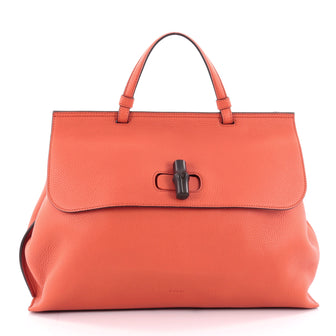Gucci Bamboo Daily Top Handle Bag Leather Large Orange 2249301